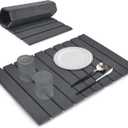 Large Stone Dish Drying Mat for Kitchen Counter, 24"16", Collapsible Quick Dry Dish Drying Mat, Ultra Absorbent Diatomaceous Earth Mats for Dishes Bottles Cups, Match Any Countertop - Dark Grey