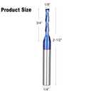 2PCS CNC Router Bits 1/4 Inch Shank 1/8 inch Cutting Diamete Spiral Up Cut End Mill with Nano Blue Coating for Carving Standard milling, Finish and Boring