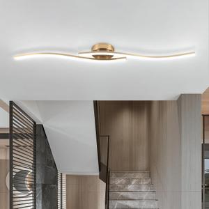 28W Linear Ceiling Light Gold Modern LED Ceiling Light Fixture 6000K Aluminum 39.37Inch Long Ceiling Lamp for Hallway, Kitchen, Bedroom, Dining Room