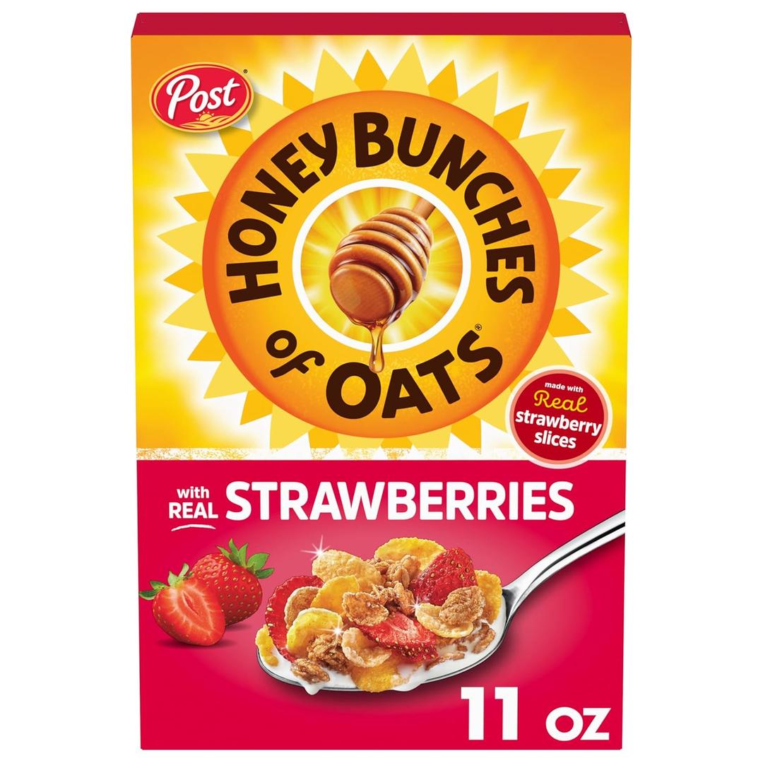 Honey Bunches of Oats Strawberry, Heart Healthy, Low Fat, made with Whole Grain Cereal, 11 Ounce, BB MAR 14/26