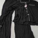 Samring Pajamas Women's Long Sleeve Sleepwear Button Down Pj Sets Soft Loungewear Pajama Set for Women S-XXL (Medium, Black)