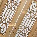 iLAND Dollhouse Door on 1:12 Scale, Dollhouse Accessories of Miniature Gate w/Carved Pattern & 3D Lattice Panes Reflecting Rainbow Light & Golden Handles