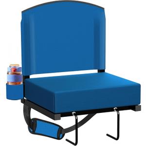 Dayacoco Stadium Seats with Back Support, New Portable Seat for Bleachers Hold up 400lbs, Wide Bleacher Seat with Shoulder Strap & Handle Perfect for Sports Events (Blue, 1pcs)