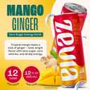 Zevia Zero Sugar Energy Drink, Mango Ginger, 12 oz Cans (12-Pack) Naturally Sweetened, Zero Calorie Sugar Free Energy - Non-GMO Project Verified, Gluten-Free, Vegan BBD 03-21-27