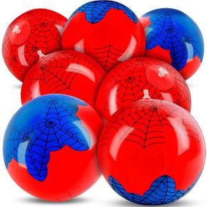 8PCS Spider Web Beach Ball 8 Inch for Kids Summer Pool Party Supplies | Spider Birthday Decorations | Bulk Spider-Themed Party Favors,Beach Games,Outdoor Activities Gift Ideas (Red+Blue 8inch)
