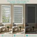 Changshade Cordless Zebra Blinds for Windows, Light Filtering Dual Layer Zebra Shades, Free-Stop Roller Blinds, Privacy Day Night Light Control for Bedroom Living Room Office, Gray, 36" W x 48" H