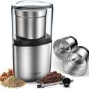 SHARDOR Coffee Grinder Electric Herb/Wet Grinder for Spices and Seeds with 2 Removable Stainless Steel Bowls, Silver