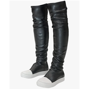MOFEEDOUKA Thigh High Boots for Women Flat Over The Knee Round Toe Booties, Size 4