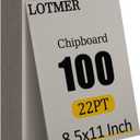 LOTMER 100 Pack Chipboard Sheets, 8.5 x 11 Inch 22PT Heavy Duty Chipboard Sheets for Bookbinding, Kraft Binders Board for DIY Crafts, Book Covers, Boxes