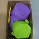 Dandat 24 Pcs Silicone Baby Feeding Set,6 Baby Toddler Suction Bowls 6 Divided Suction Plates with 6 Forks 6 Spoons, Utensils Set for Weaning Infant Feeding and Eating, 6 Styles(Bright Color)