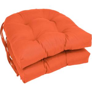 Blazing Needles Solid Twill U-Shaped Tufted Chair Cushions (Set of 2), 16", Tangerine Dream