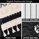 FRAMICS Farmhouse Linen Kitchen Curtains 36 Inch Length Black Striped Short Curtain for Windows Boho Crochet Small Window Curtains for Kitchen Rod Pocket Tier Curtain for Bathroom, Cafe, 2 Panels