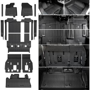 JOULARISE Floor Mats Set for 2021-2025 2026 Toyota Sienna (Only for 8 Seats), All Weather TPE Backrest Mat Trunk Lower Well Mat Cargo Liner Door Sill Guards Accessories (8 Seats Full Mats Set)