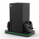 Charging Stand with Cooling Fan, CODOGOY Vertical Stand Compatible with Xbox Series X/S Console and Controller, Vertical Dual Controller Charger Station Dock Accessories with 3 USB Ports,Black