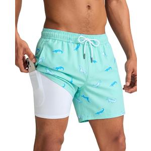 maamgic Mens Swim Trunks with Compression Liner 5 Inch, Quick Dry Bathing Suit with Zipper Pockets, No-Chafing Swim Shorts (XL)