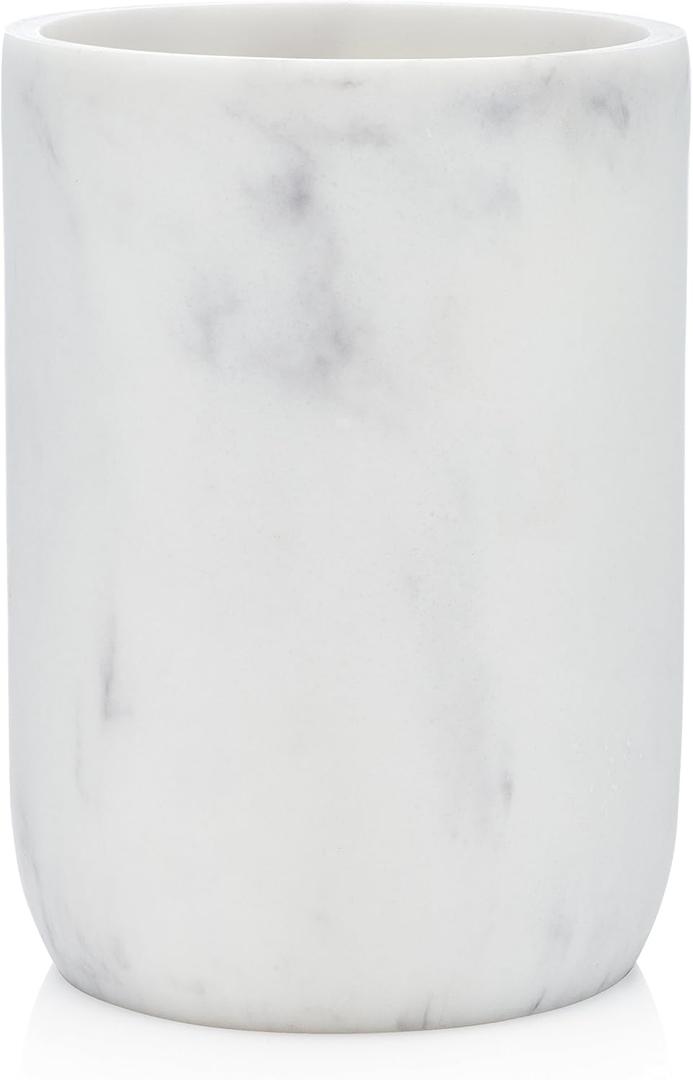 Essentra Home Blanc Collection White Bathroom Tumbler Cup for Vanity Countertops, Also Great As Pencil Pen Holder and Makeup Brush Holder
