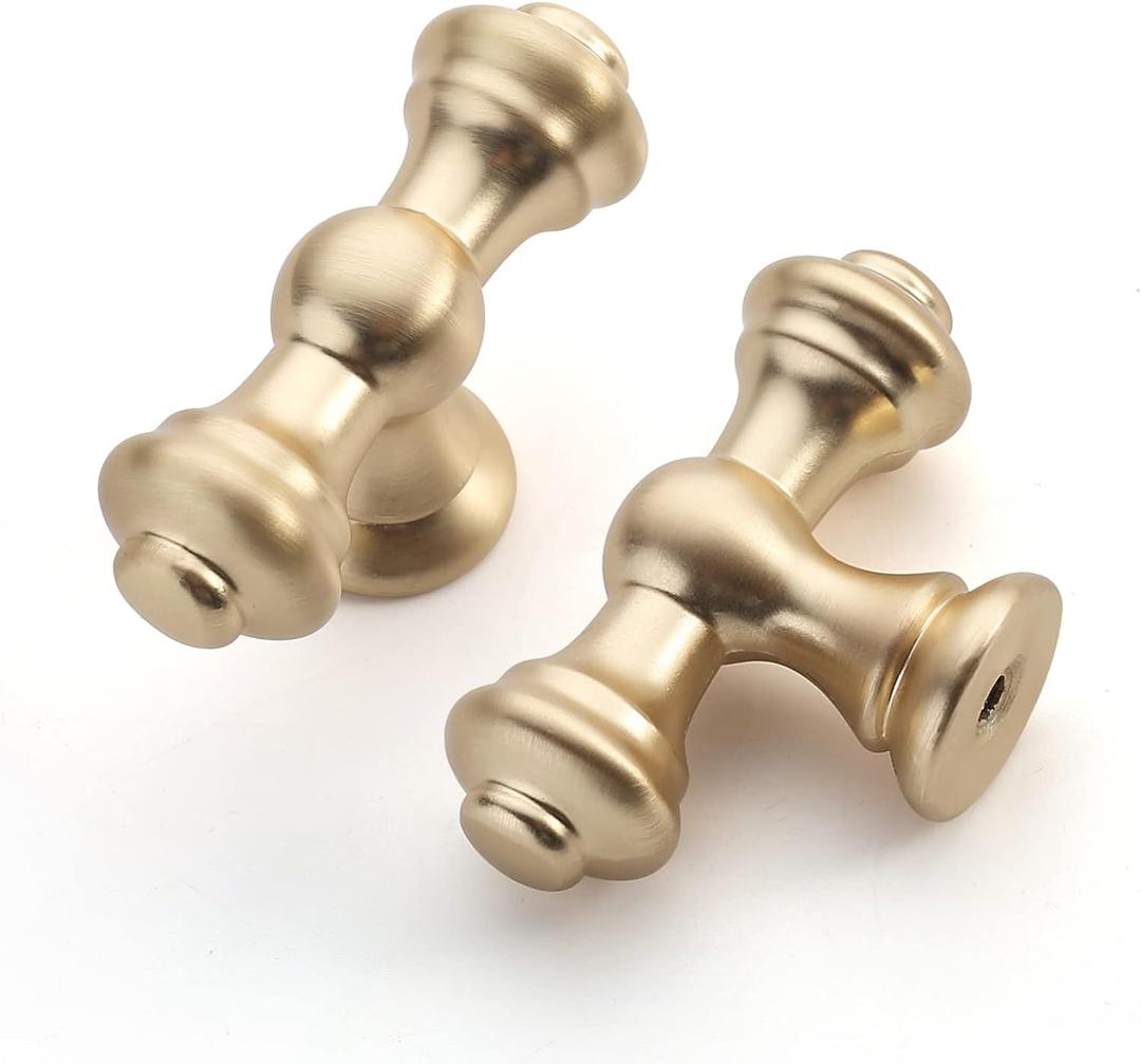 Asidrama 10 Pack Brushed Brass Cabinet Knobs - Gold Dresser & Drawer Knobs for Kitchen Cabinet Hardware (Single Hole Knob)