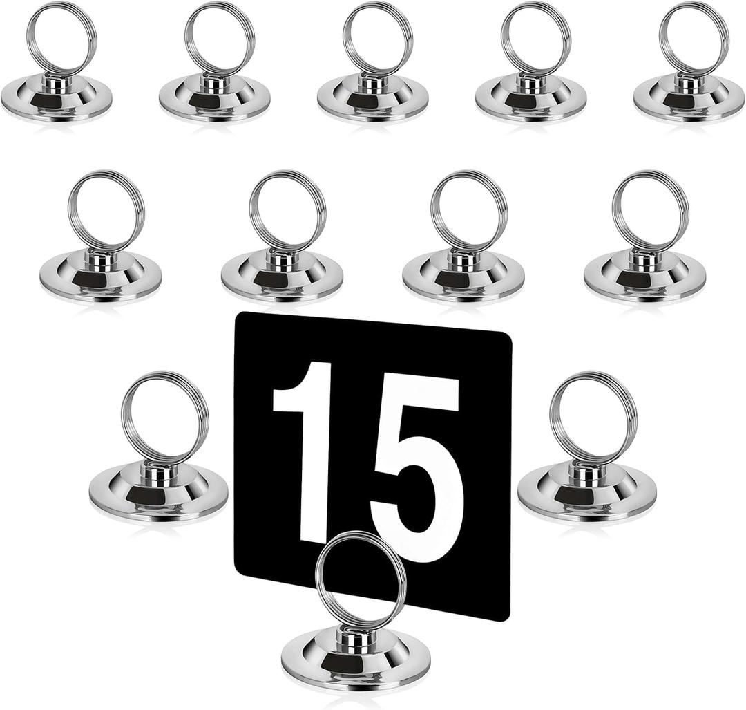 New Star Foodservice 23398 Ring-Clip Table Number Holder/Number Stand/Place Card Holder, Set of 12, 1.5-Inch (Green)