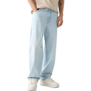 Men Y2k Skater Jeans Vintage Low Rise Baggy Straight Leg Jeans Casual Stretch Loose Fit Denim Pants Streetwear (Blue, XL)