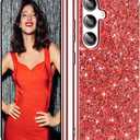 Galaxy A15 Glitter Case for Samsung Galaxy A15 5G Phone Case for Women Girls, Slim Ultra Thin Matte Back Shockproof Protective Cover for Samsung A15 5G, 6.5" Crystal Bling Case (Red)