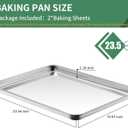 Baking Sheets Set of 2, HKJ Chef Cookie Sheets 2 Pieces Stainless Steel Baking Pans & Toaster Oven Tray Pans, Rectangle Size 23.54L x 15.67W x 1.18H inch & Non Toxic & Healthy & Easy Clean