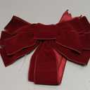 13" Dark Red Bow Pre-Tied Bow for Christmas Tree, Burgundy Velvet Ribbon Bows for Wreaths, Premade Tree Toppers Bows for Gift Wrapping, Party Favor, Christmas Home Indoor Outdoor Decor-1 PCs