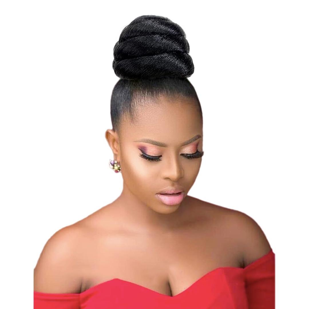 VAVANGA SWIRL Hair Bun Clip-in Updo Braided China Bun Scrunchie Synthetic Chignon Hairpiece for Black Women (#1B)