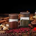 Small Glass Jars with Screw Lid 5 oz, 12 Set Spice Jars With Wooden Lids 150ml Kitchen Storage Jar Canister for Sea Salt Paprika Herbs Cinnamon Coffee Seasoning