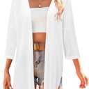 Arach&Cloz Women's Lightweight Summer Beach Kimonos Cardigan (White, M)