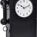 Vintage Antique Wall Clock with Hidden Storage, Retro Style Black Telephone Clock