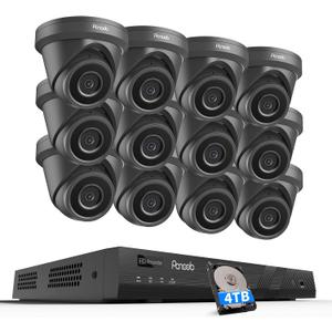 4K PoE 16 Channel Security Camera System with 4TB HDD, PD93A31216-8M
12x 8MP Wired IP Turret Dome Camera, AI Human Vehicle Detection, Built-in Mic, Remote Access 24-7 Recording, 4K 16CH NVR