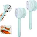 Green Vegetable Peeler with Catcher, Double-Sided Stainless Steel Fruit Peeler, Citrus Carrot Potato Peeler Kitchen Essentials for Home 2 Pcs