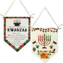 HunnmingRe 2 Pcs Kwanzaa Decorations Hanging Door Signs Happy Kwanzaa Canvas Flags African Heritage Festival Decor African Faith Hanging Banners for Indoor Outdoor Home Office Party Supplies