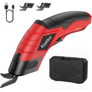 Cordless Electric Scissors for Cardboard, 11000RPM Rechargeable Electric Box Cutter with 3000mAh Battery & 1 Replacement Blades, Power Fabric Cutter for Carpet, Leather, Plastic, DIY Craft