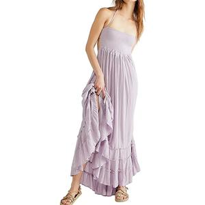 R.Vivimos Womens Summer Boho Sexy Backless Long Dresses (Small, Lavender)