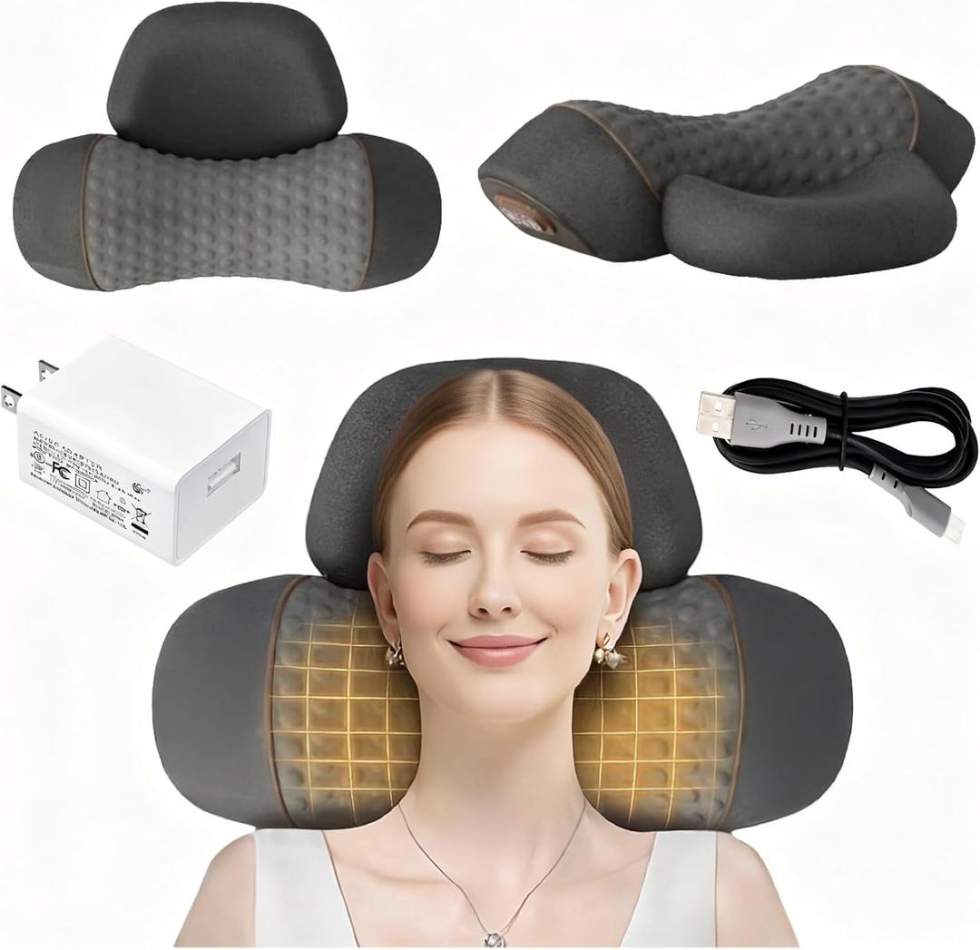 3-in-1 Neck Massager Pillow with Heat Deep Tissue Massage Pillow for Neck Relaxation(Dark Grey)