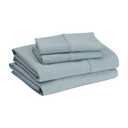 Amazon Basics Lightweight Ultra-Soft, Wrinkle-Free, Breathable Microfiber 4 Piece Bed Sheet Set with 14-Inch Deep Pockets, Full, Spa Blue, Solid