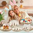 100Pcs Easter Bunny Paper Plates and Napkins Set,Floral Party Supplies for Kids Birthday and Easter Parties,Includes Woodland Plates,Bunny Napkins,Some Bunny is One Kids Spring Tea Party Decorations