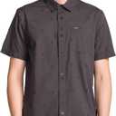 Volcom Men's Patterson Short Sleeve Button Down Woven Shirt, Black, Large