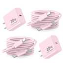 Pink Car Accessories USB C Cable 17 iPhone Charger Fast Charging 6ft 20w USB-C Power Adapter iPhone 16 Pro Max Charger Cord For iPhone 17 Air 15 Plus 16e, iPad Air, Galaxy Z Flip 7 Z Fold S25 [2-Pack]