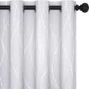 Deconovo Room Darkening Curtains, Greyish White Curtain, Thermal Insulated Noise Reduced Drapes, Silver Wave Dots Print, 52 x 63 Inch Long, Machine Washable Window Panels for Kitchen Bedroom, Set of 2