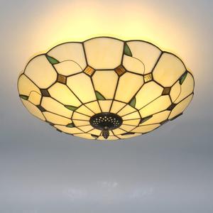 Skyweel 16 Inch Tiffany Style Stained Glass Ceiling Light Fixture Fixtures Classical Lamp Flush Mount Ceiling Light Chandelier (16 Inch)