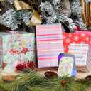 LaRibbons Christmas Wrapping Paper Sets, Classic Reindeer Stripes & Happy Holiday Design with Ribbons & Gift Tags & Metallic Pom Pom for Christmas, Holiday30Inch  10Feet 4 Rolls: 100 Sq.Ft.Ttl