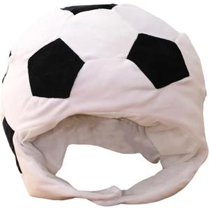Amosfun Football Headgear Hat Cute Plush Hat Funny Novelty Plush Soccer Ball Hat for Photo Props Dress Up Cosplay Halloween Party