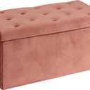 B FSOBEIIALEO Folding Storage Ottoman, Long Ottomans Shoes Bench, Velvet Storage Chest Footrest Seat 31.5"x15.7"x15.7" (Warm Red, Large)
