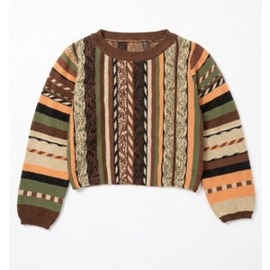 SOLY HUX Women's Plus Size Boho Striped Sweater Bell Long Sleeve Crew Neck Pullover Jumper Tops Multicolor X-Large Plus