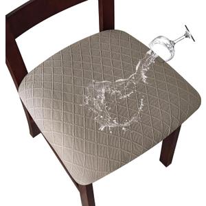 Genina Waterproof Seat Covers for Dining Room Chairs Covers Dining Chair Cover Kitchen Chair Covers (Taupe, 4 Pcs)