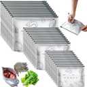 3 x 30PCS Reusable Aluminum Foil Sealable Storage Bags, Resealable Vacuum Zipper Pouches for Food, Stand Up Foil Sealable Bags with Label and Zip Lock for Vegetable Fruit Meat (3 Size)