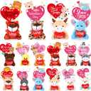 Hollowfly 15 Set Valentine Plush Bulk Valentine Classroom Gifts for Kids Mini Stuffed Animals with Cards for Students Party Favors School Exchange Prize
