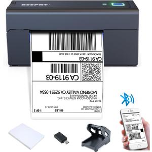 Bluetooth Shipping Label Printer - Wireless 4x6 Thermal Label Printer for Shipping Packages, Desktop Compatible with Shopify, Ebay, Amazon, Etsy, FedEx, UPS, Small Business